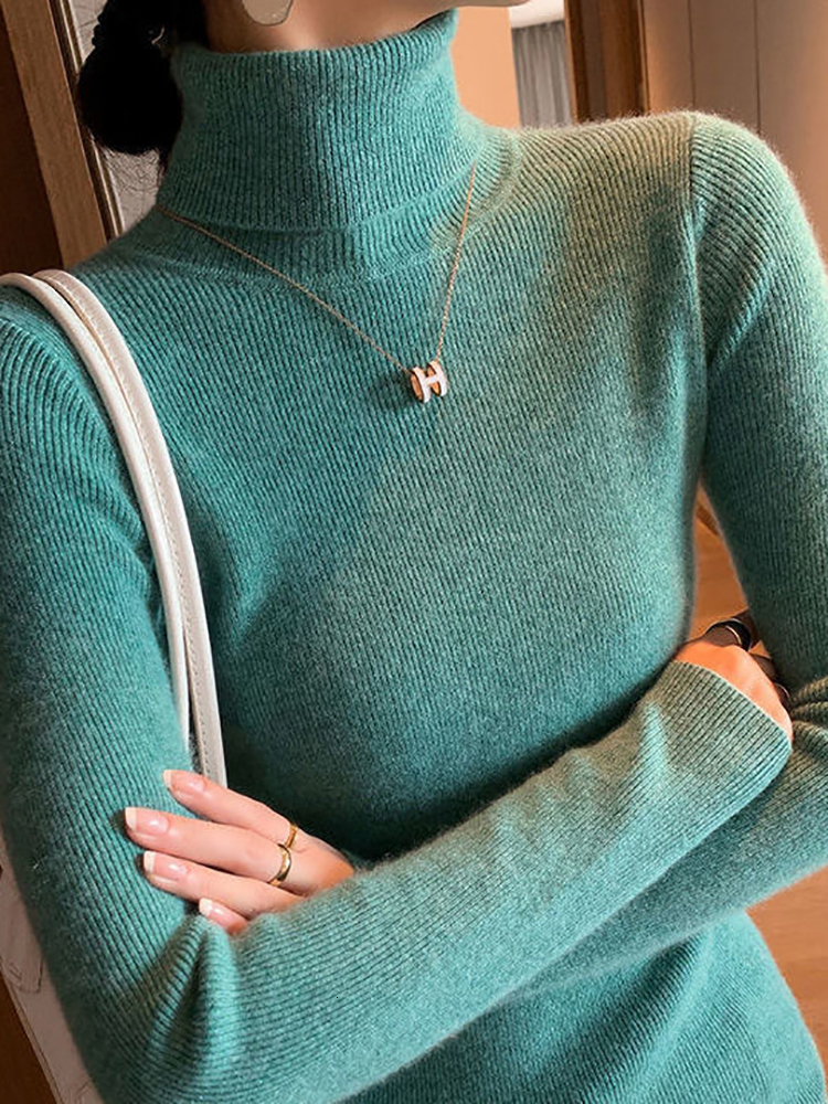 2024 Women Autumn Winter Long Sleeve Turtleneck Pullovers Warm Bottoming Korean Fashion Sweater Knitwear Soft Jumpers