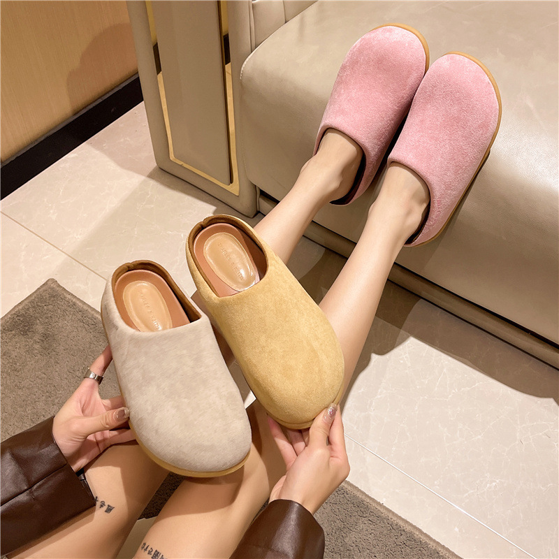 2024 Summer New Fashionable Shoes for Women, Flat Casual, Off Slip Half Slippers