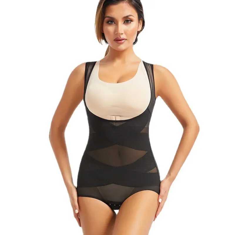 Women Bodysuit Briefs Full Body Shaper Underwear Seamless Sexy Tummy Control Shapewear Mesh Slimming Flat Belly Underbust CorsetX2410