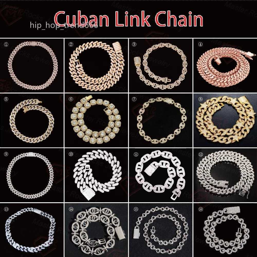 Hiphop Cuban Chain 10mm 12mm 14mm 925 Sterling Silver Iced Out Black VVS Moissanite Cuban Link Chain