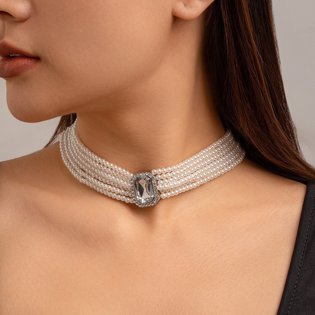 Vintage Necklace Baroque Court Style Light Luxury Elegant Multi-layered Layered Diamond Inlaid Necklace