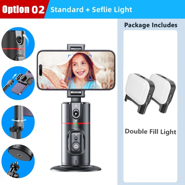 360 Rotation Gimbal Stabilizer Follow-up Selfie Desktop Face Tracking Gimbal for Tiktok Smartphone Live with Remote Shutter