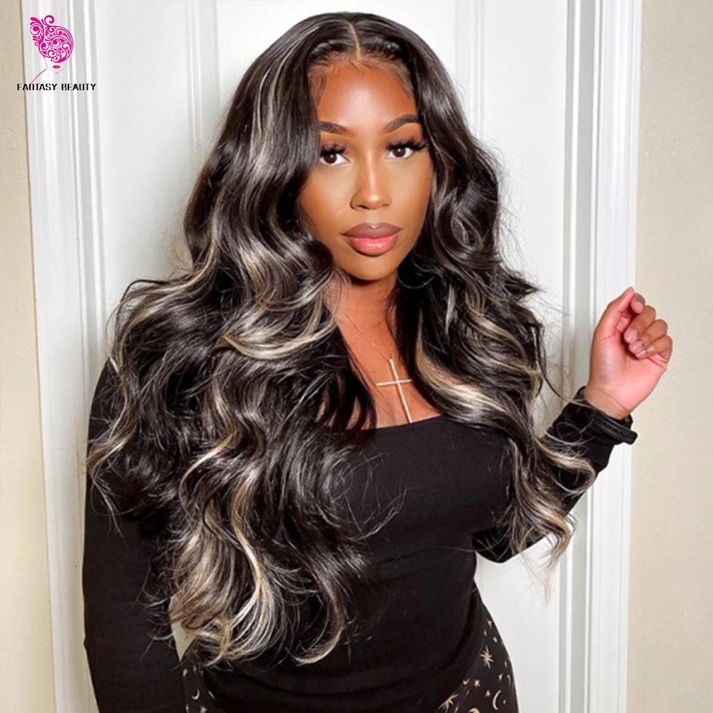 V Part Wig Body Wave Highlight Grey Glue No Leave Out Human Hair Gray and Black Ombre U part Wigs Beginner Friendly