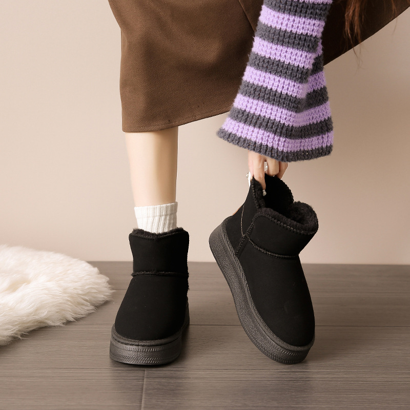 free shipping designer boots snow fur furry winter womens boots thick bottom plush shoes martin boot mens booties