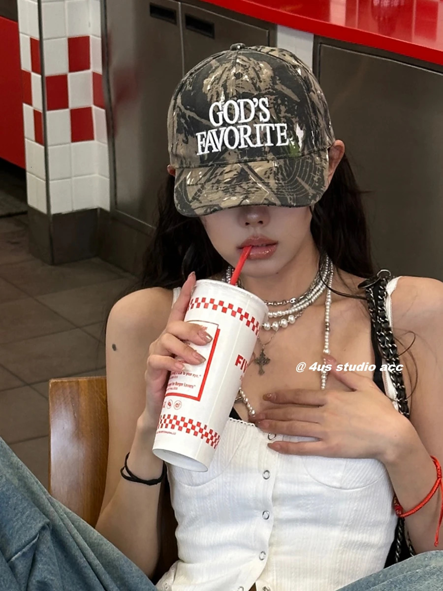 Street Three-Dimensional Embroidery Camouflage Baseball Cap Female Face Little Wild Peaked Cap 241009