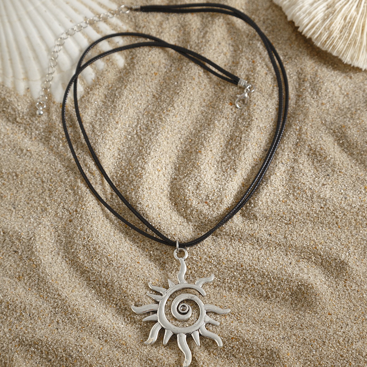 Cross Border Bohemian Style Sea Snail Mermaid Pendant with Pull-out Strap and Sunflower Lock
