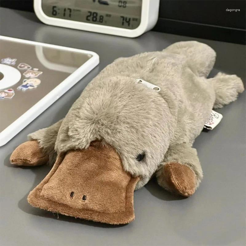 2025 NEW Cosmetic Bags Cute Platypus Pencil Case Bag Plush Pen Pouch Large Capacity Storage School Supplies Stationery Box zhanyishengli