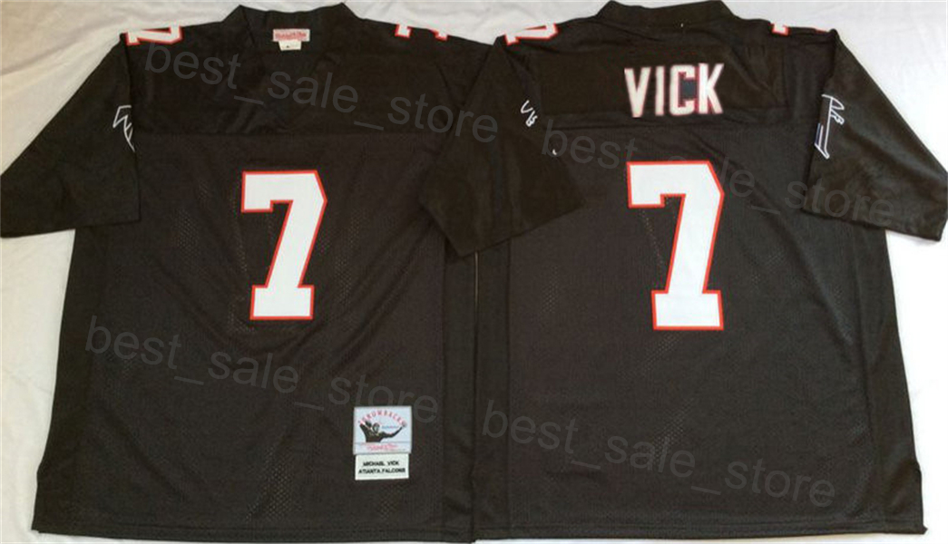 Retro Football Falcon Throwback Jerey 21 Deion Sander 7 Michael Vick 10 Steve Bartkowki Uniform Vintage All Stitched Black Red White Team Men For Spor