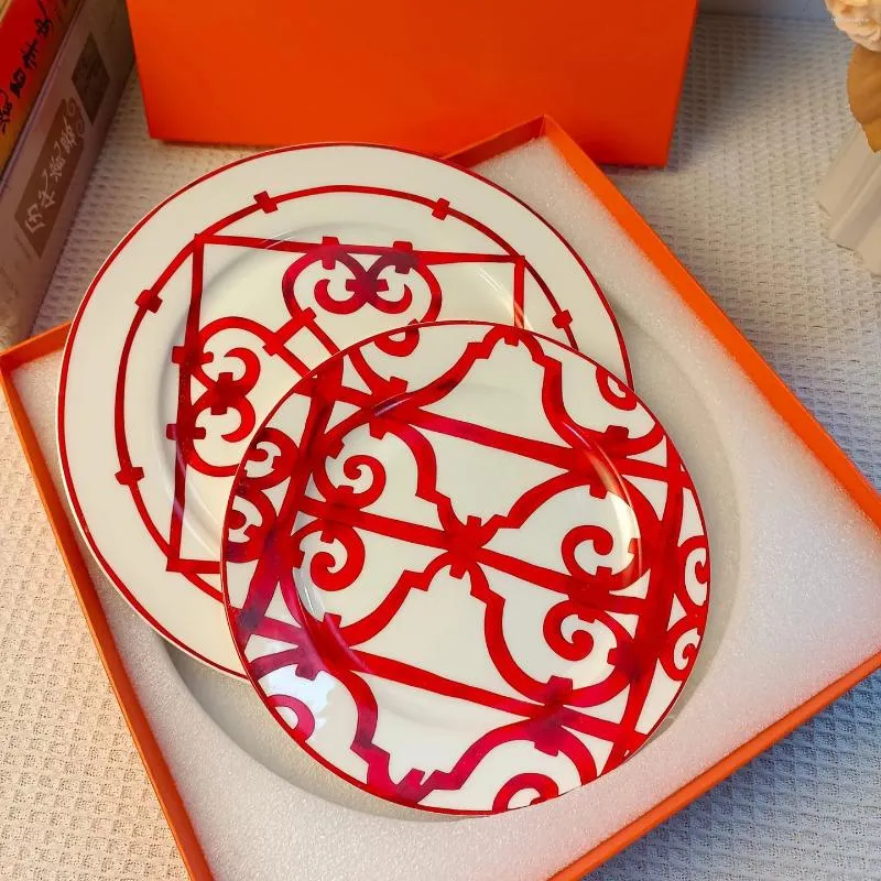 Classic European Mosaic Set Bone Porcelain Salad Dressing Ceramic Steak Plate Afternoon Party Gift Box