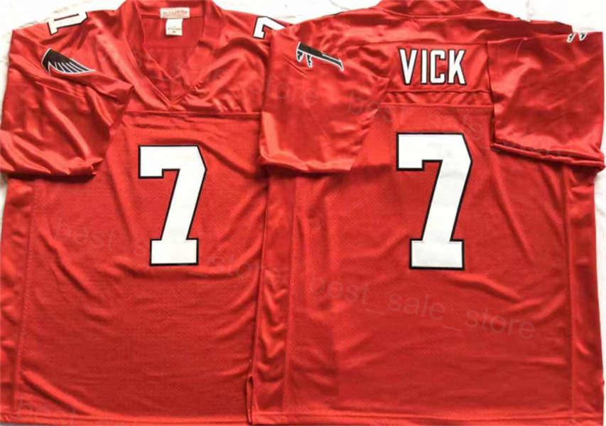 Retro Football Falcon Throwback Jerey 21 Deion Sander 7 Michael Vick 10 Steve Bartkowki Uniform Vintage All Stitched Black Red White Team Men For Spor