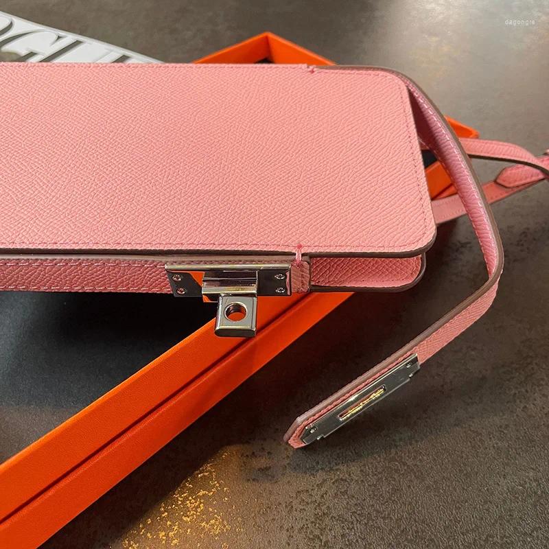 3 Drawstring Mini Shoulder Bags For Women Textured Genuine Leather Crossbody Bag Sier-tone Lock Smart Phone Case Cowhide Purse 4