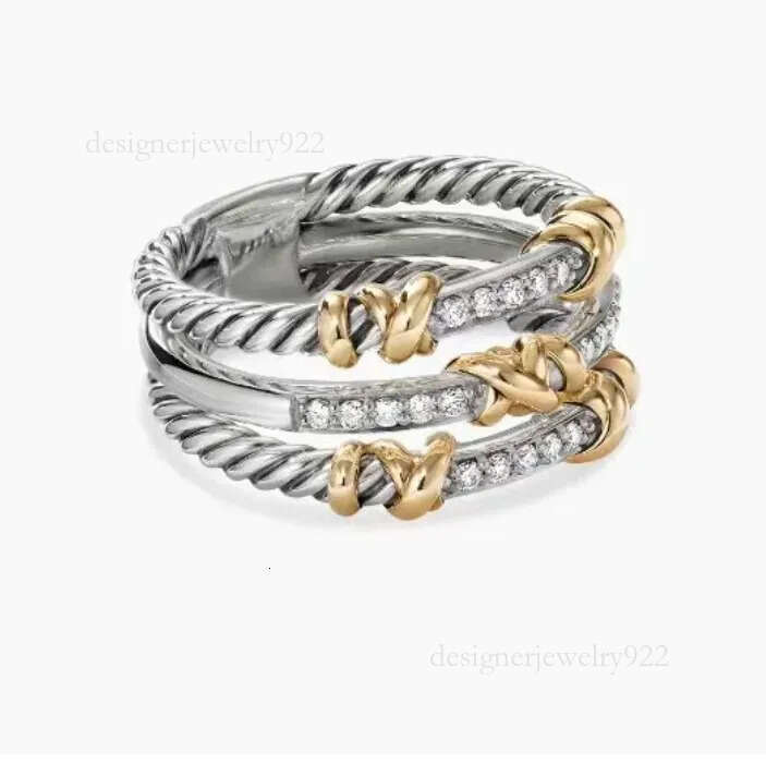 Vintage Sier Twisted for Men Women with Dia Designer Jewelry Couple Birthday Gift Engagement Ring
