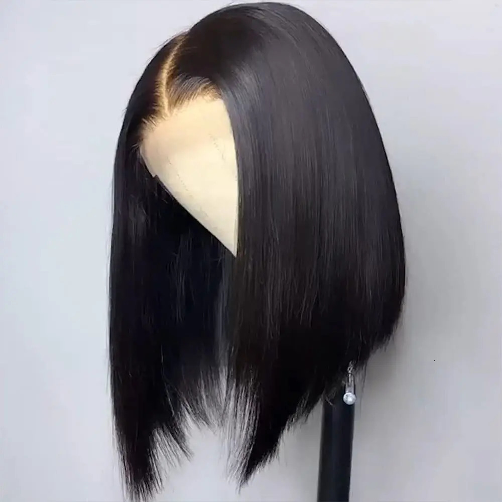 SSH Straight Short Bob Human Hair Wigs for Black Women Lace Part Brazilian Hair Wigs Remy Hair Middle Part Side For Brown Women 241029