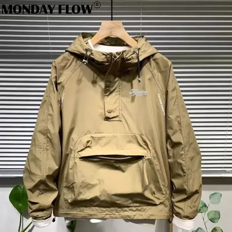 Monday Flow Autumn Winter Golf Wear Men Korea Trendy Pullover Casual Loose Hooded Thickened Top Windbreaker Jacket 241030