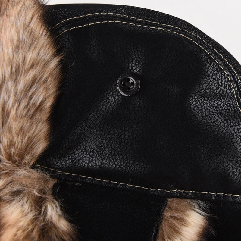 Winter Ushanka Hat Mens Pilot Trap Hat Artificial Fur Ski Hat with Thick Earflaps Winter Bomber Hat 241030