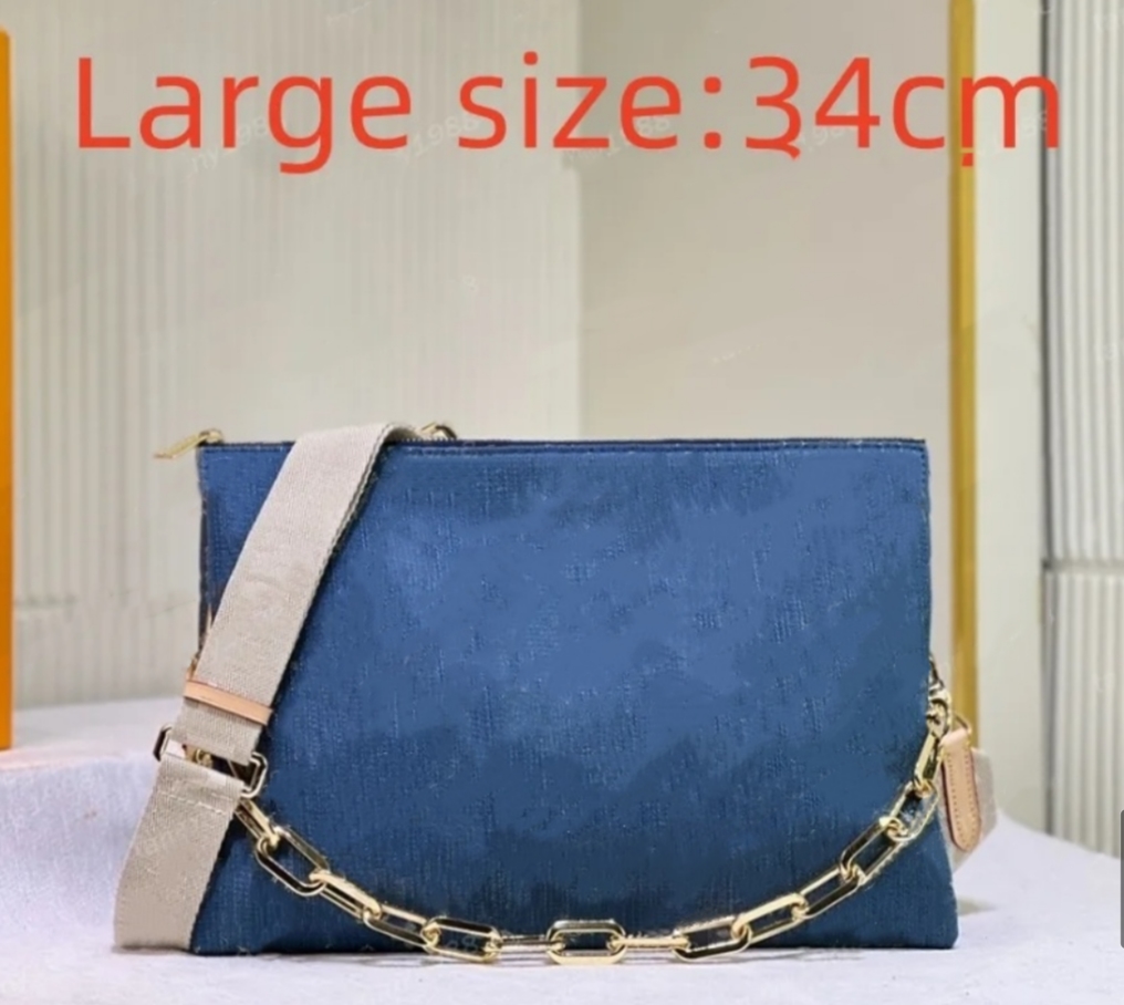 34cm Large Coussin Denim Cross Body COUSSIN PM MM Designer Handbag Purse Hobo Satchel Clutch Evening Baguette Bucket Tote Pouch Crossbody Bag Trunk Blue Top quality