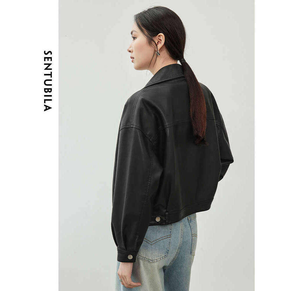 Solid Pu Faux Jackets For Women 2024 Autumn Winter Long Sleeve Short Leather Coats Woman Outerwear W43g56293