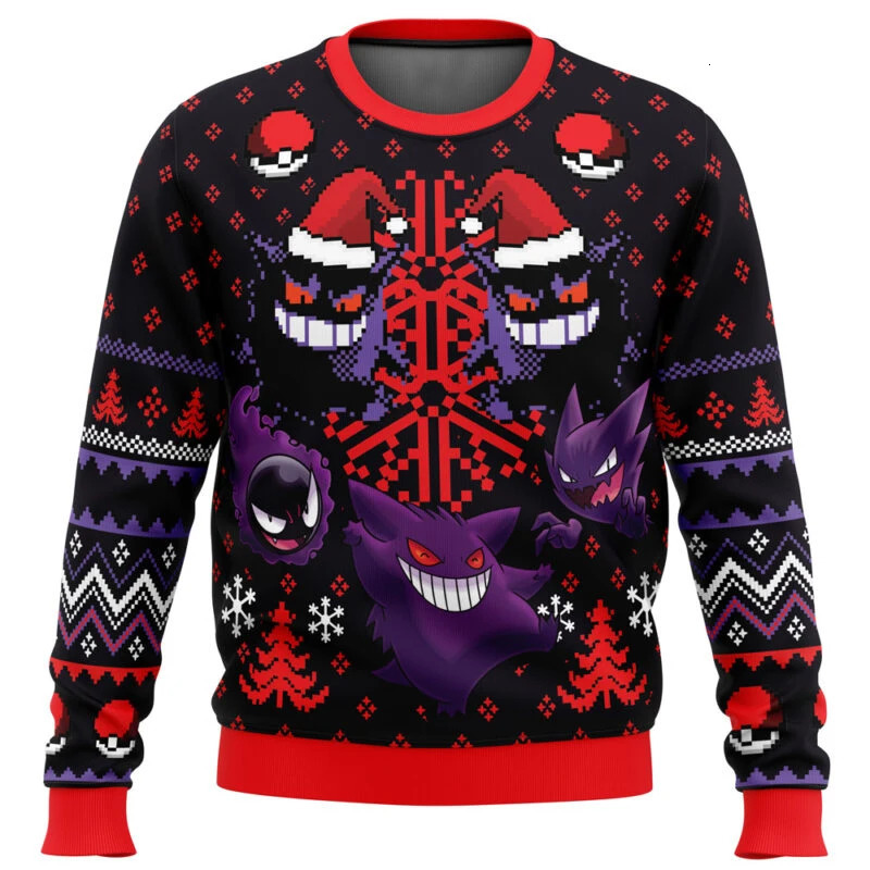 Pocket Monsters Ugly Team Rocket Year Christmas Sweater Christmas Gift Santa Claus Promotion Mens 3D Sweater Autumn/Winter Clothing 241030