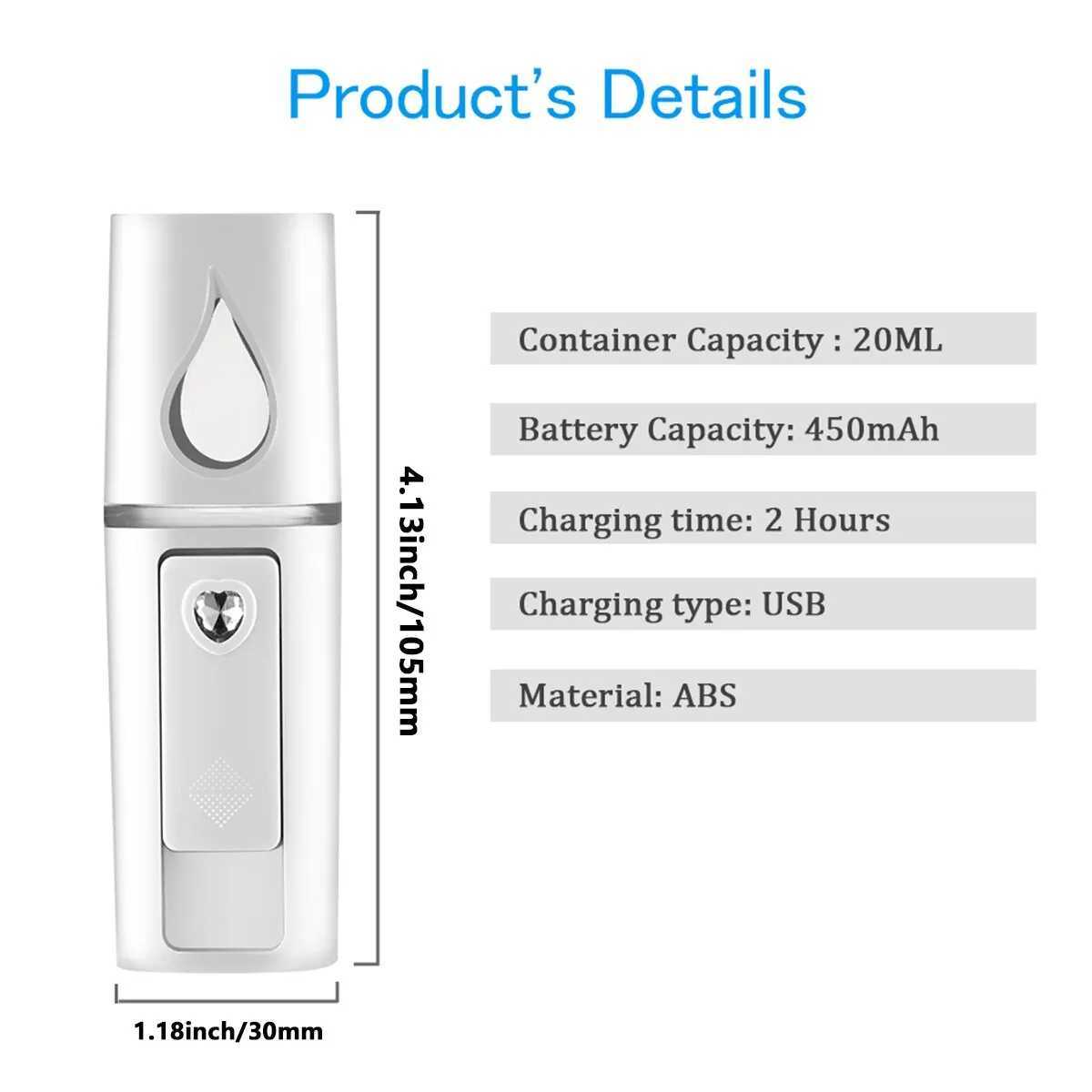 Mini nano spray cooler facial steam humidifier USB charging facial moisturizing atomizer beauty skin care Y241104