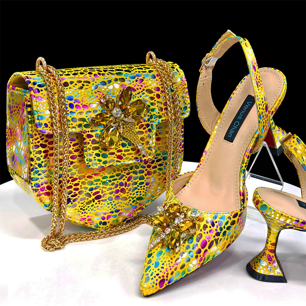 Nigeria's best-selling women's shoe bag set with pointed straps and follow-up shoes shoulder bag