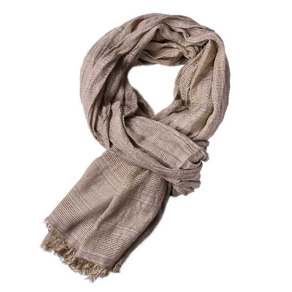 Fashion Men Scarf Cotton Linen Autumn Winter Warm Pashmina Casual Tassel Bufanda Mens Scarves Black Navy Man ScarfsX241029