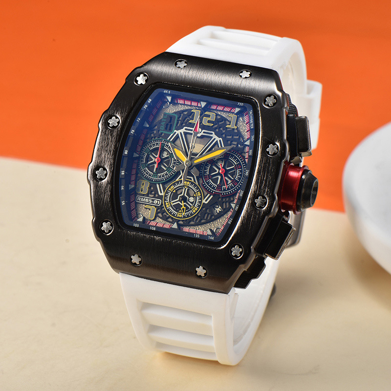 2024 new foreign trade men's quartz watch multi-functional six-pin wine barrel fashion hollow business watch