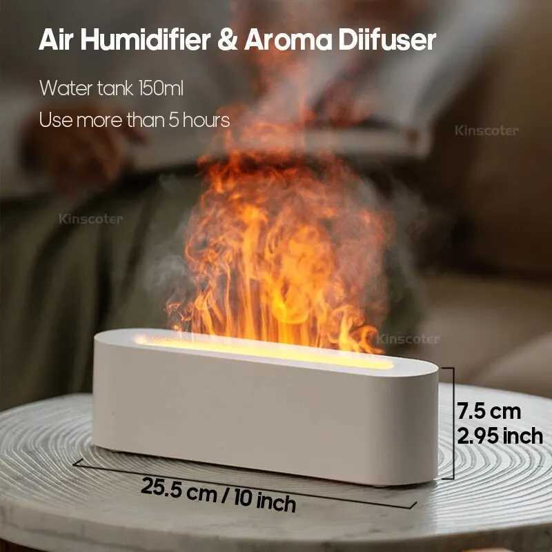 Latest RGB Flame Ara Diffuser Humidifier USB Desktop Simulated Light Wilderness Diffuser Air Y241104
