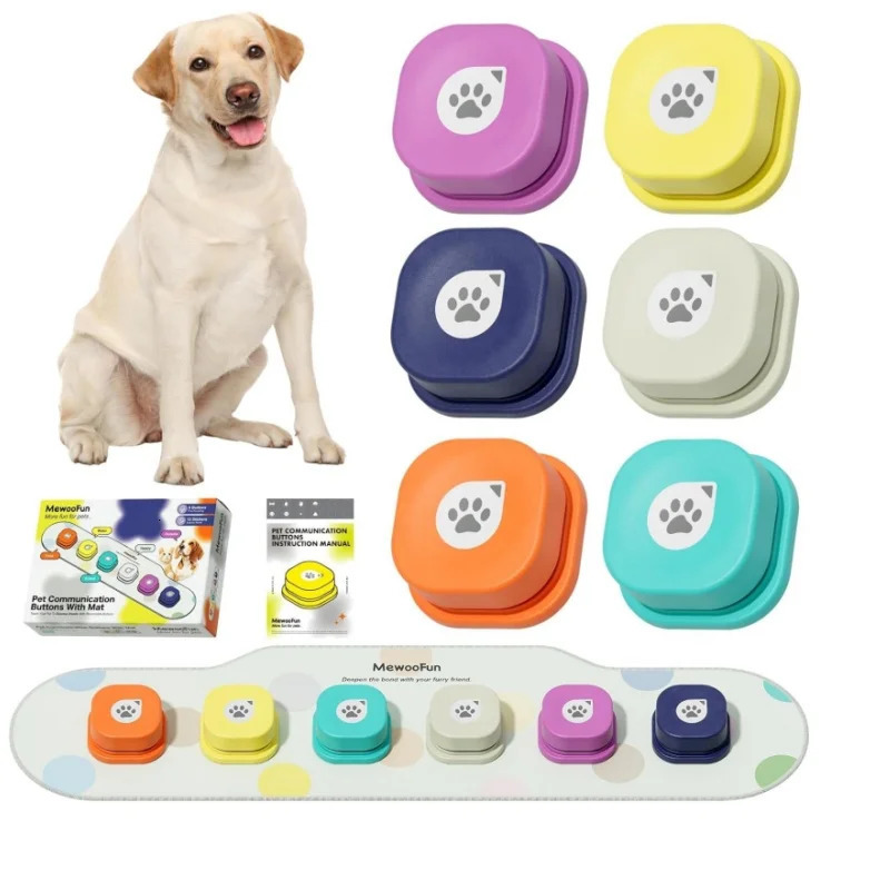 Mewoofun Voice Recording Button Pet Toys Dog Buttons for Communication Training Buzzer Recordable Talking with Mat 241028