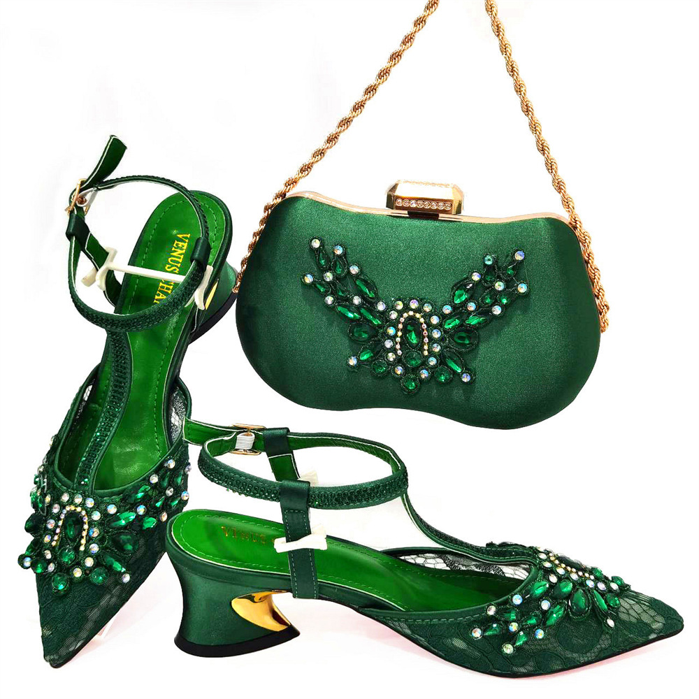 Ladies' fashion pointed toe comfortable low heel shoes, dia shoes irregular shaped handbags
