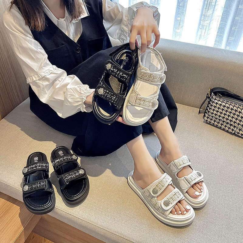 Woman Ladies Platform Designer Slides Outdoor Casual Beach Shoes Summer Non Slip Hook Loop Sandals Women