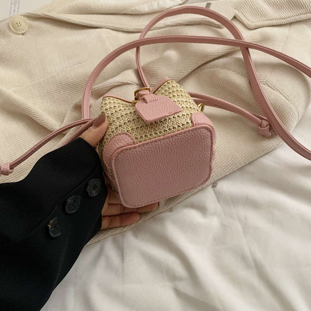 Fashion Mini Straw Bucket Bags for Women 2025 Summer Knitting Shoulder Crossbody Bag Female Designer Messenger Handbag