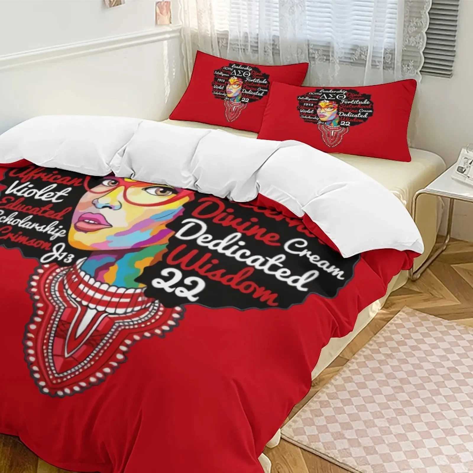 3D Printing Delta Girls Association Sigma Theta DST Bedding Twin Down Duvet Cover Comfortable Box Boys and Girls Adult Bedroom X241029