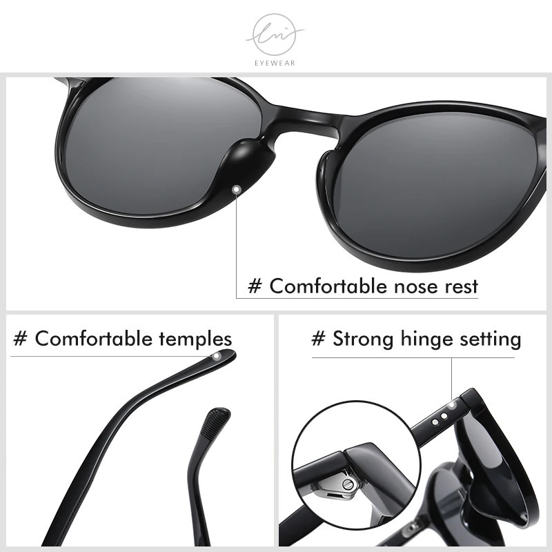 LM Retro Round Sunglasses Womens Ultralight TR90 Polarized Neutral Driving Shadow Retro Sunglasses UV400 Gafas De Sol 241030