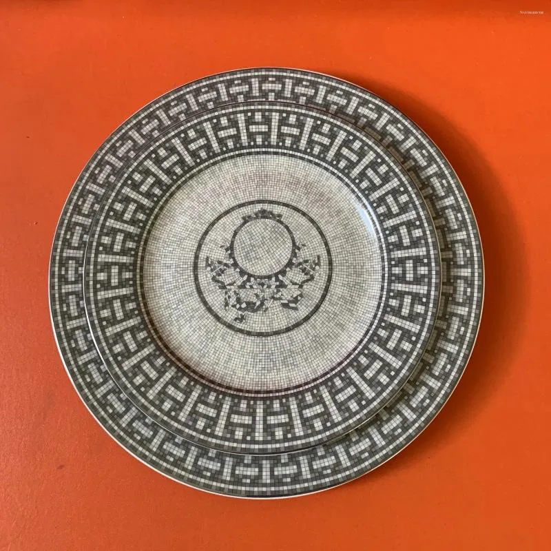 Classic European Mosaic Plate Set Bone Porcelain Salad Dressing Ceramic Steak Plate Afternoon Party Gift Box