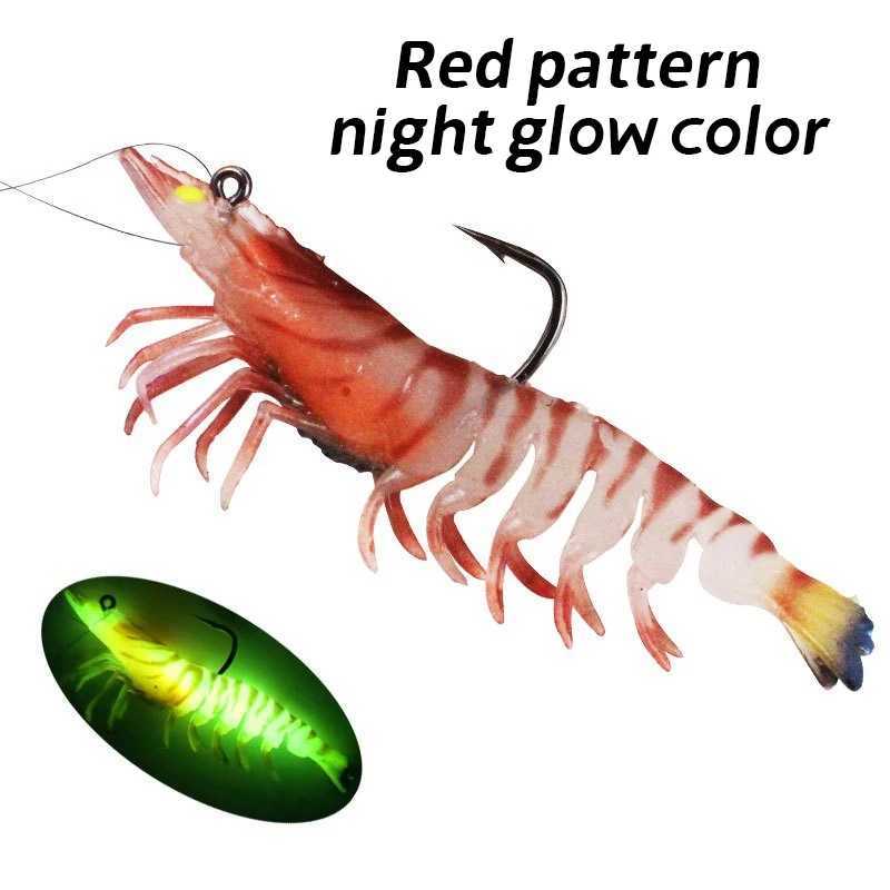 9cm 12g/8cm 8g luminous fake shrimp soft silicone artificial bait with bead swinging hook used as fishing bait W241029