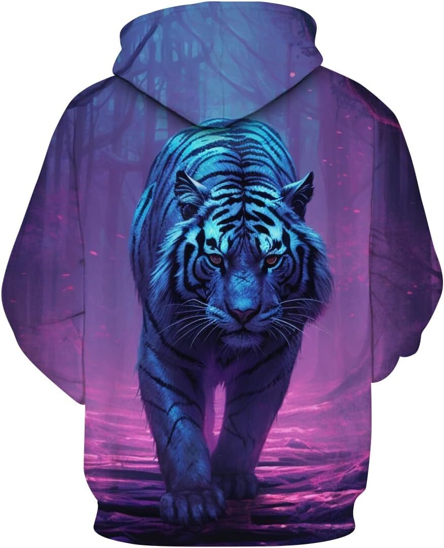 Hoodie for Men Women Men Purple Tiger hoodie - animal theme, 3D graphic sweatshirt Graphic hoodie sweatshirt jumper fashion long sleeves