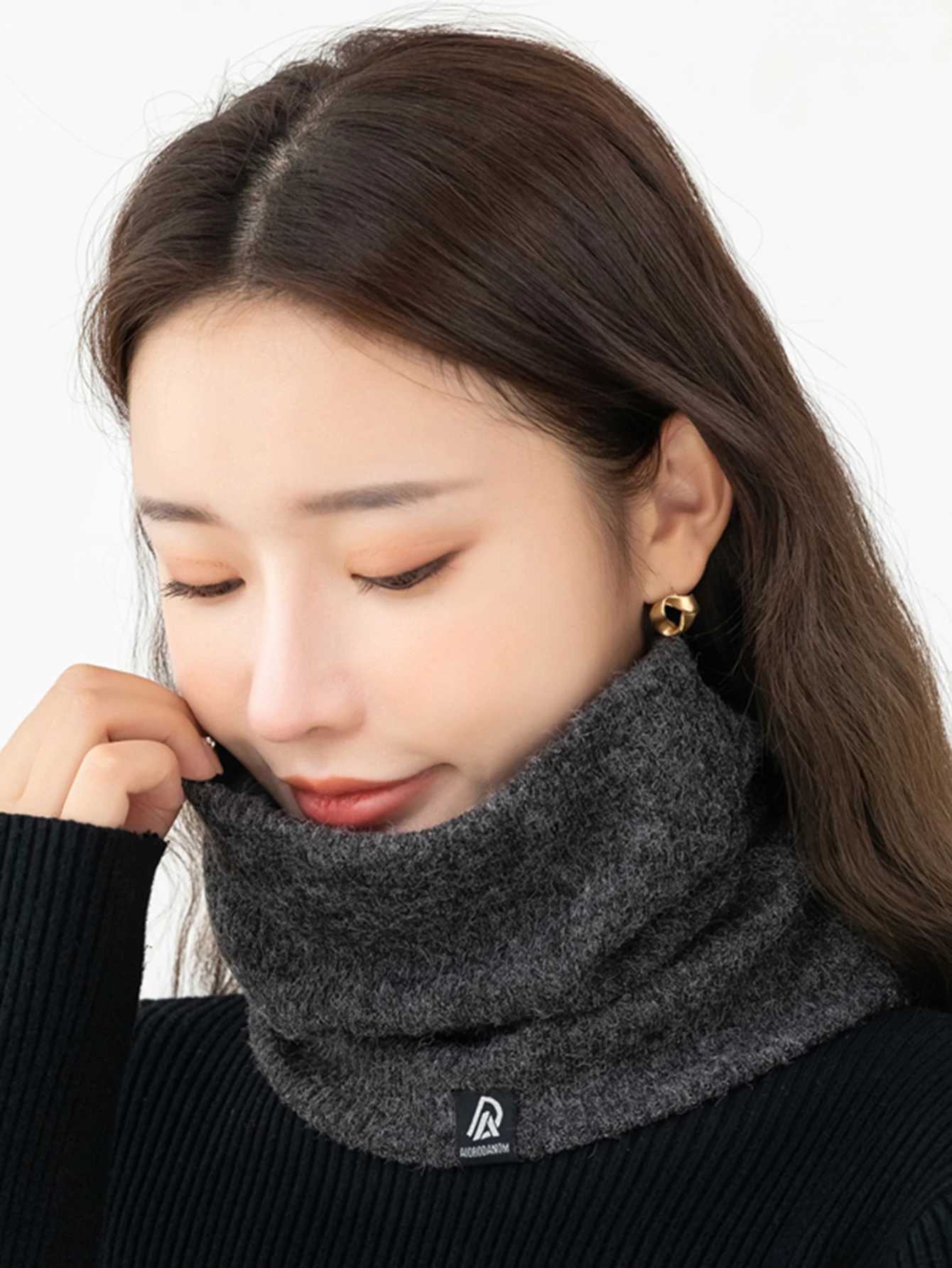 Winter neck with velvet scarf of the same style for men and women warm riding neck wool sleeve knitted cervical protectionX241029