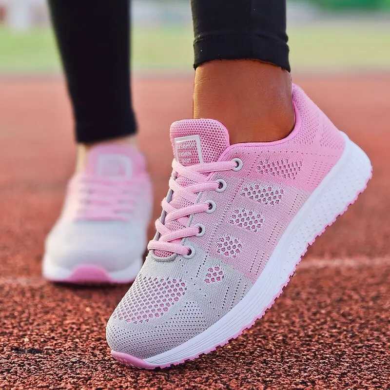 Womens casual shoes Fi walking net flat shoes womens sports shoes gym womens vulcanized shoes white black tennis women M241029