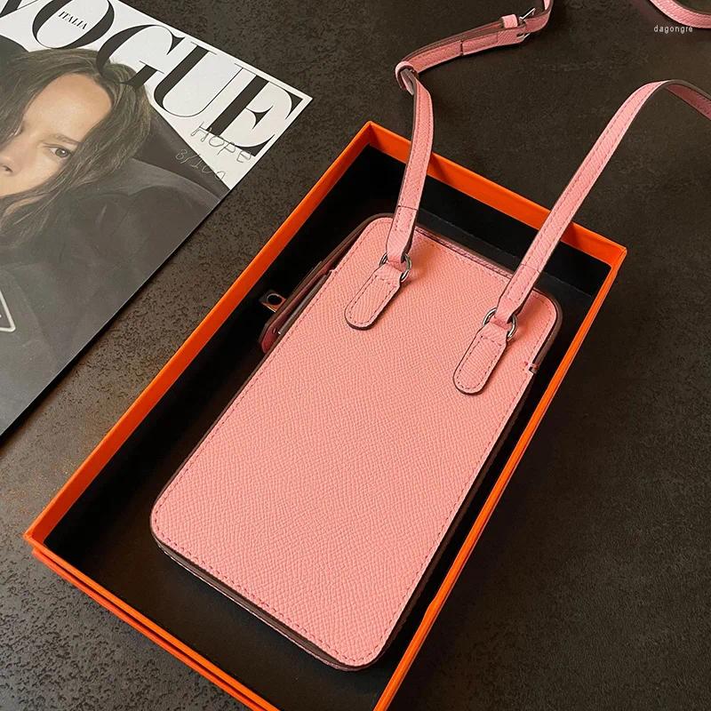 3 Drawstring Mini Shoulder Bags For Women Textured Genuine Leather Crossbody Bag Sier-tone Lock Smart Phone Case Cowhide Purse 4