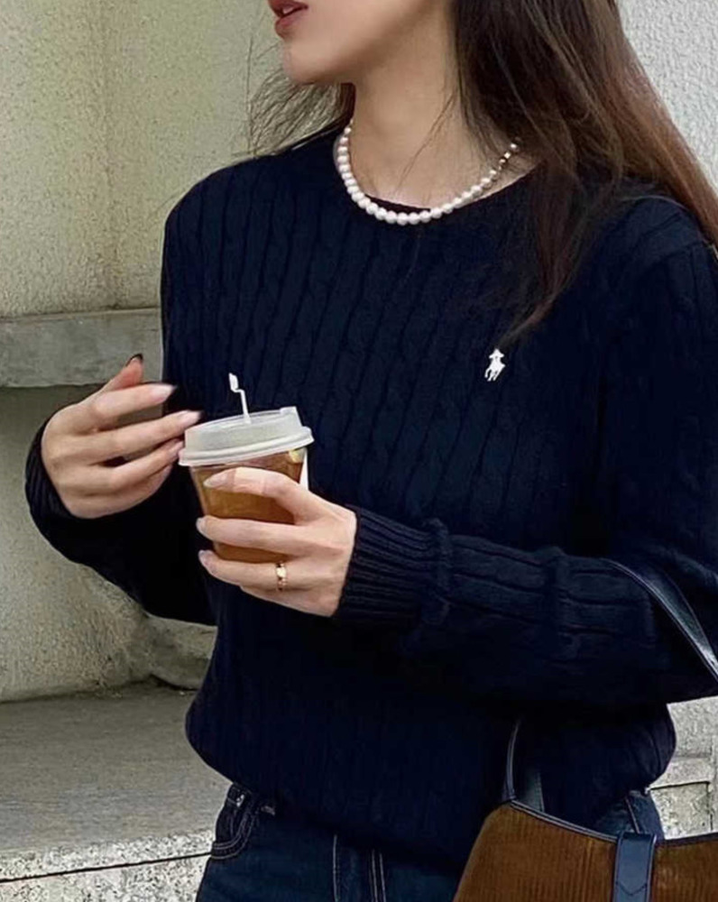 Womens Polo Tees Winter New Long Sleeve Vintage Twist Knitted Sweater Women Pink Grey Black Baggy Knitwear Pullover Jumper Female Clothing fjmx