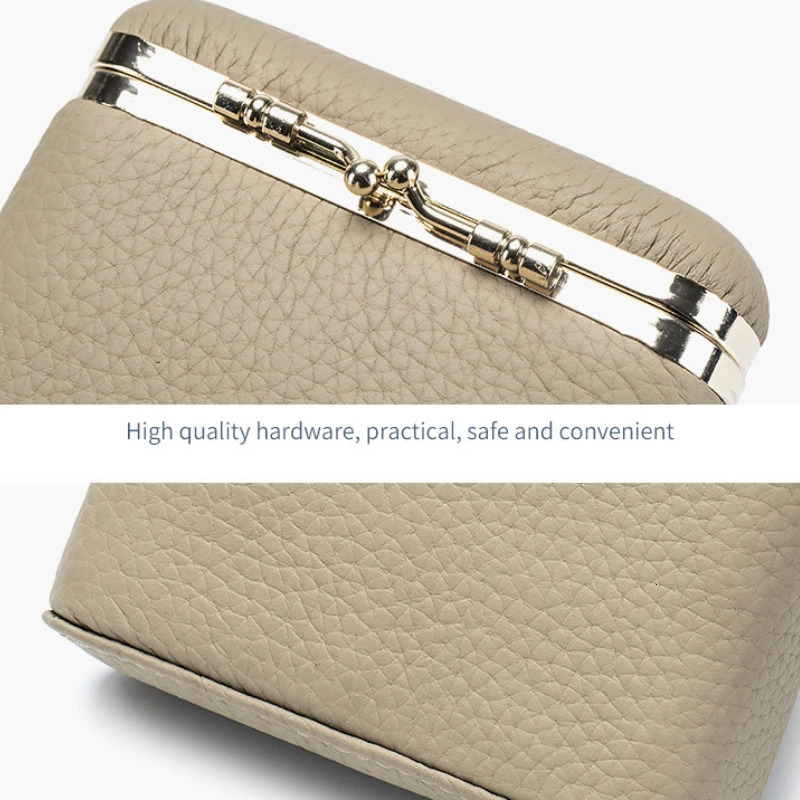 Mini Portable Simple Leather Makeup Bag Mirror Storage Women Personal Use Small Lipstick Cases Cosmetics Bags 241029