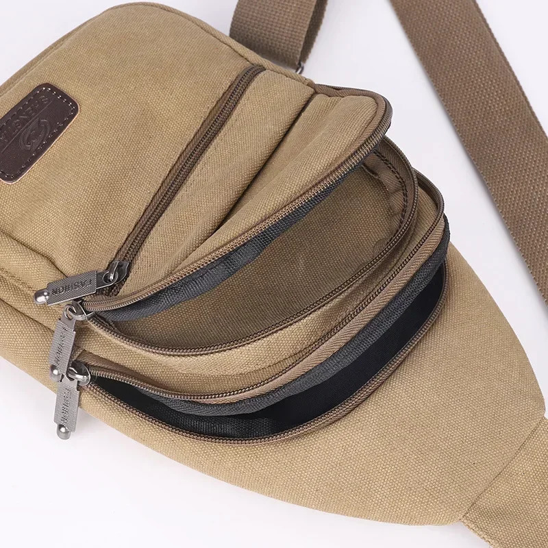 Men Shoulder Bags Waist Packs Sling Crossbody Pack Outdoor Sport Chest Packet Daily Picnic Canvas Messenger Bag 241029