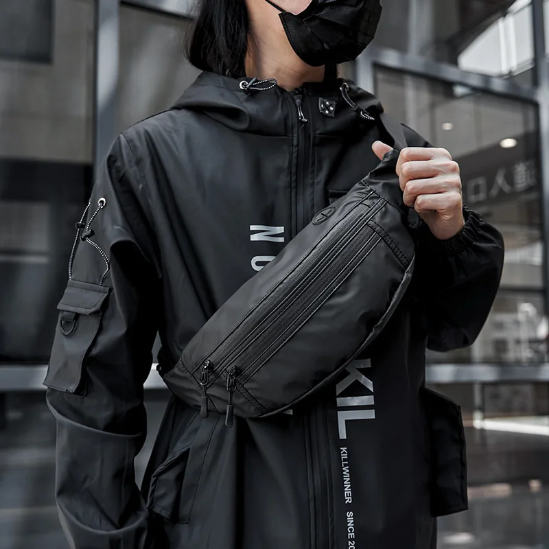 Men Fanny Pack with Antitheft Zip Waterproof Sports Outdoor Sling Bag Adjustable Crossbody Belt for Travel Walk Cycling 241029