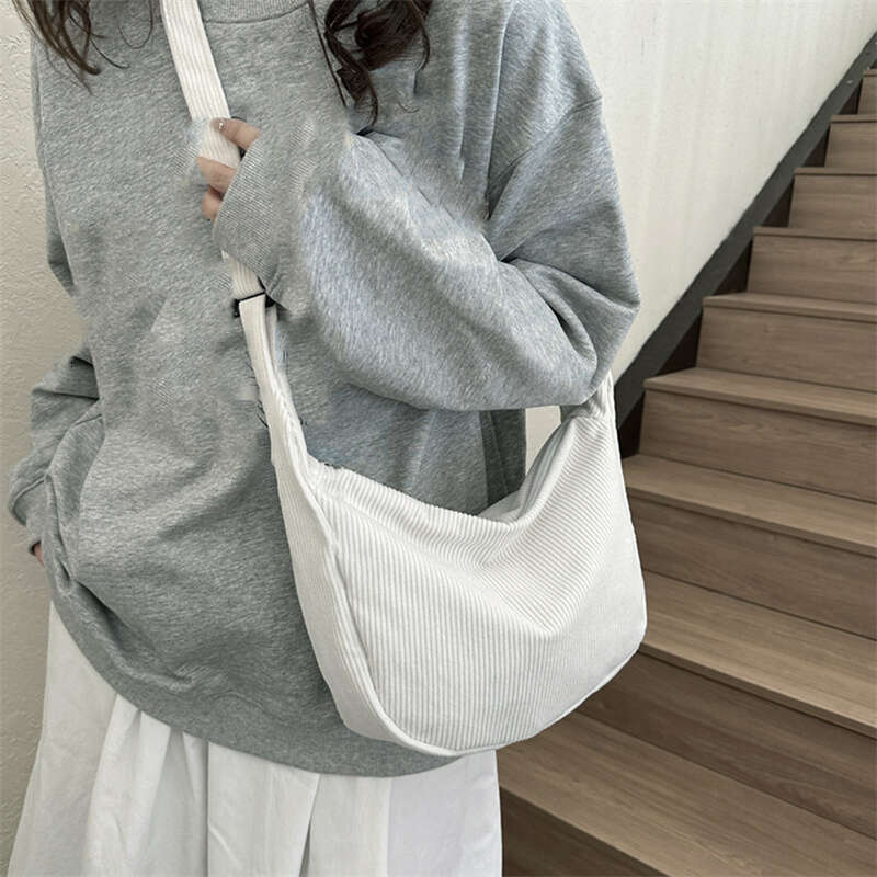 Corduroy Crossbody Bags for Ladies Large Capacity Shoulder Fashion Purse and Handbags Solid Color New Women Messenger Bag