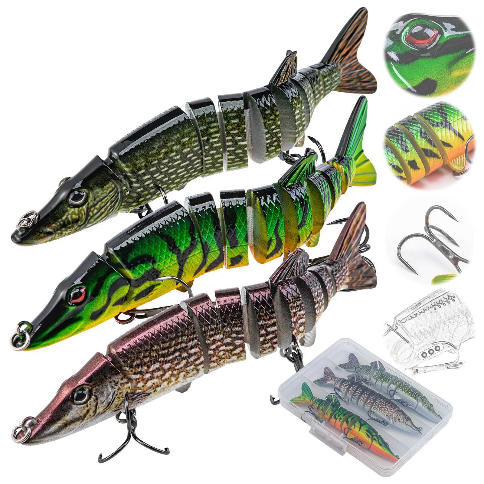 Got 3 pieces/box swimsuit 12.5cm 1.94g fishing Pike Wobbrs artificial bait hard multi link bait with hook W241029