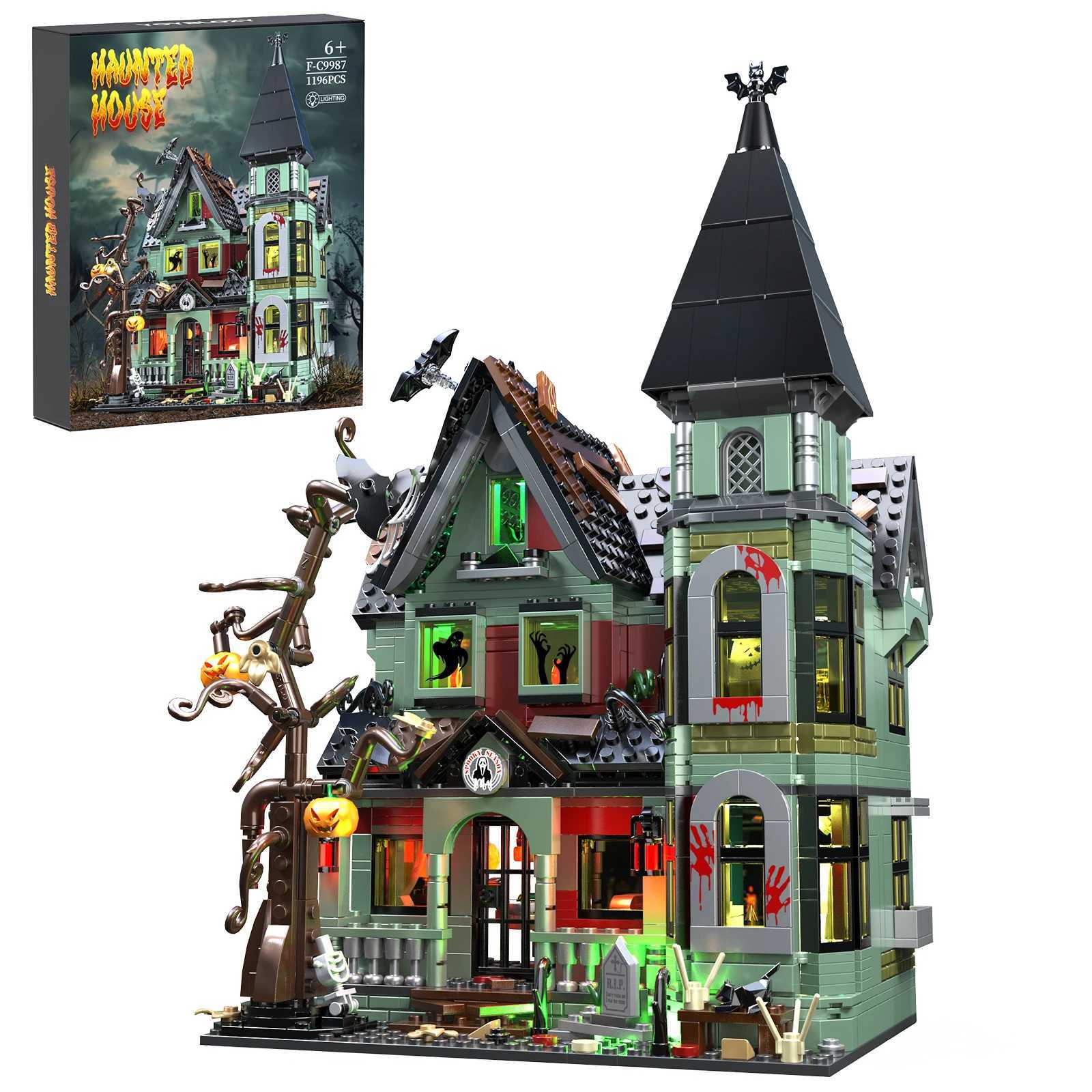 Halloween Houses Building Blocks Set Force Of Bricks Spiral Hill Building Blocks Kit The House Architecture Christmas Kids GiftXJ241029