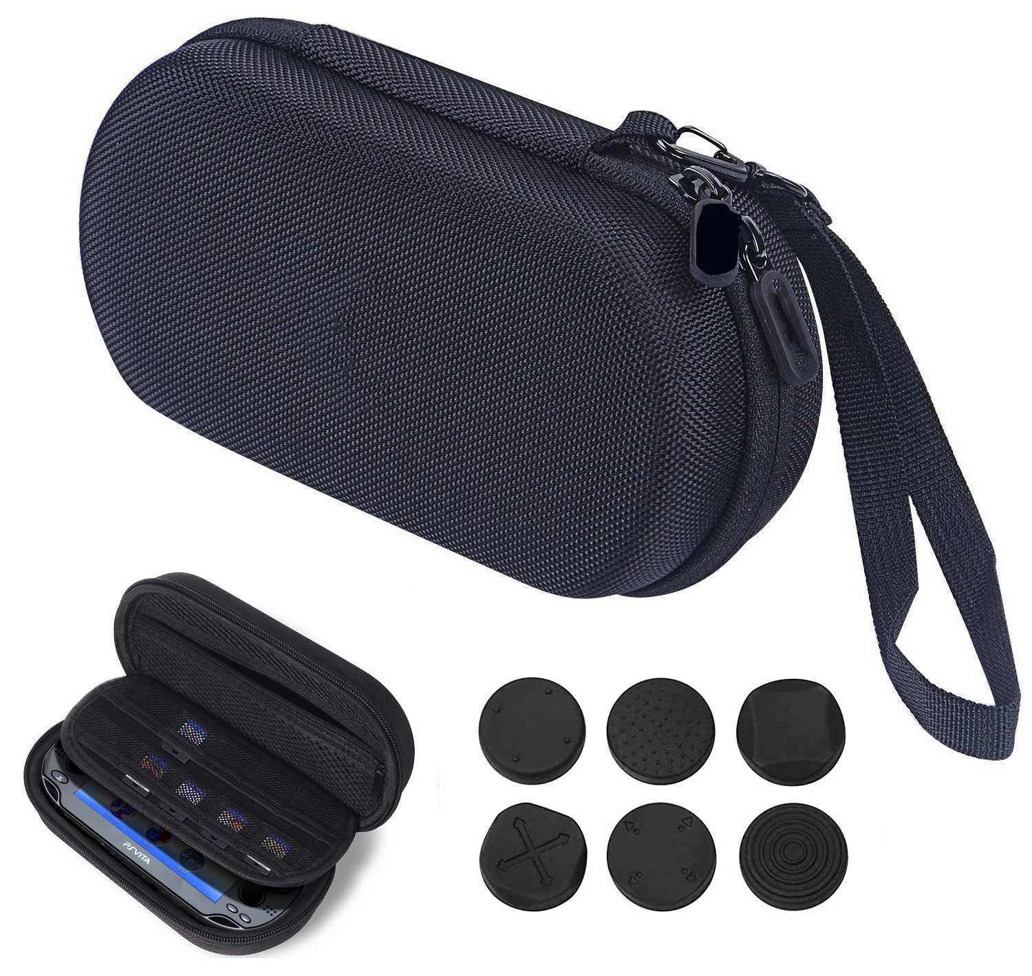For PS Vita 1000 PSV 2000 Carrying Storage Bag Portable Travel Organizer Case Analog Silicone Thumb Stick Grip Joystick CapsXJ241030