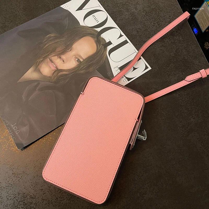 3 Drawstring Mini Shoulder Bags For Women Textured Genuine Leather Crossbody Bag Sier-tone Lock Smart Phone Case Cowhide Purse 4