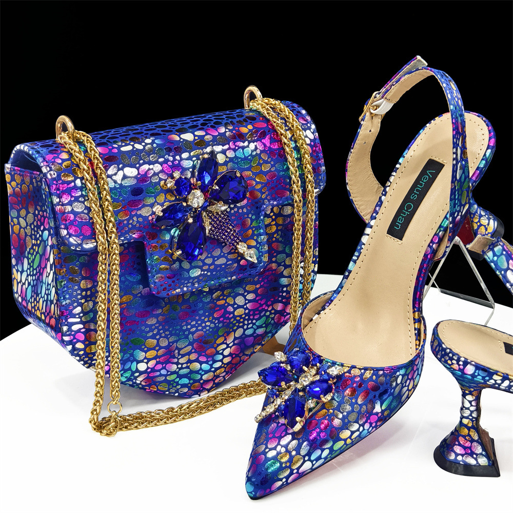 Nigeria's best-selling women's shoe bag set with pointed straps and follow-up shoes shoulder bag