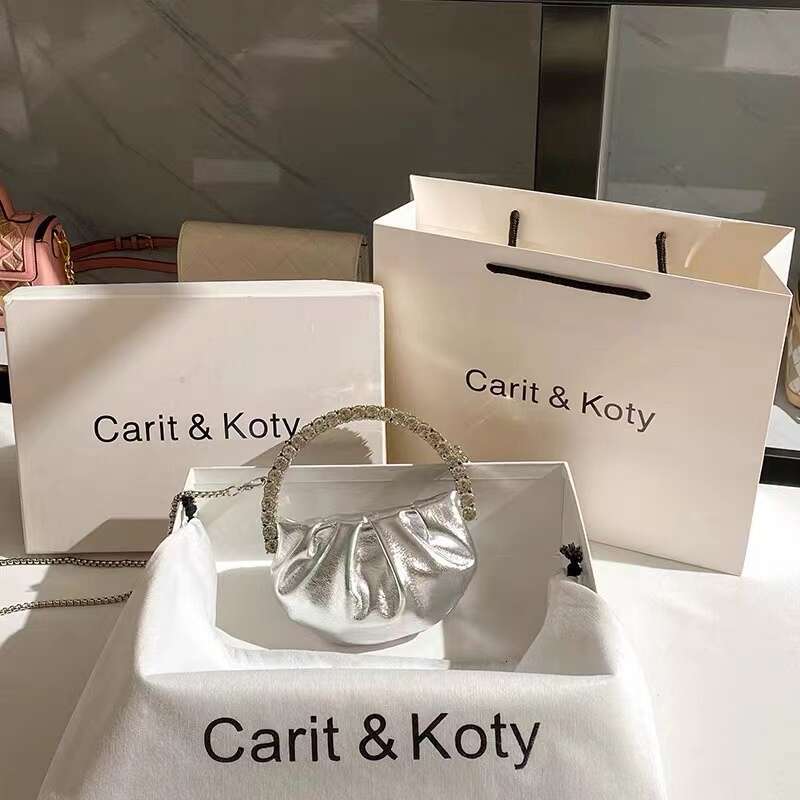 Designer Dinner Mini Half Moon Handbag Luxury Party 10A Top Banquet Handbag Shining Wrinkle Diamond Set Chain Crossbody Bag